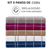 Kit 5 Pano Prato Copa Atoalhado Xadrez 100% Algodão Colorido - 10