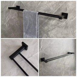 Porta Toalha Duplo Quadrado 60cm Preto:preto - 2