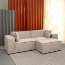 Ver imagem 1 de Conjunto Sofá 220cm e Puff 80cm Baobá CabeCasa MadeiraOriginals Bege Linho Avelã