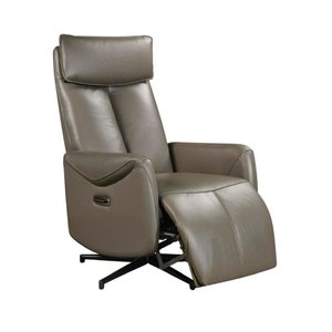 Poltrona Reclinável Elétrica Luxury Couro Legítimo Cinza Grafite - Mozzelar