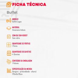 Buffet Lagos 4 Gavetas 1 Porta Moderna - 3