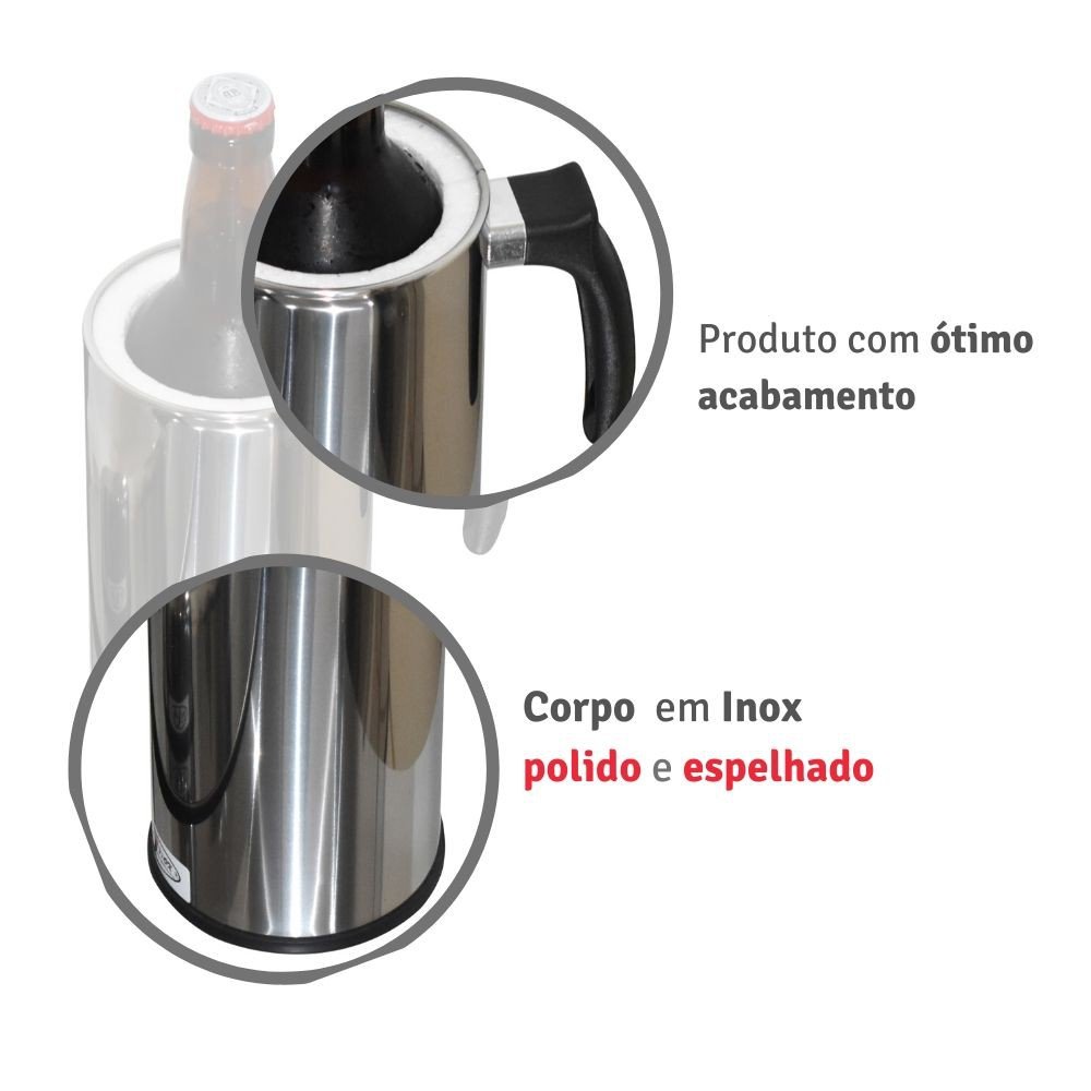 Porta Garrafa 600ml Camisinha Cerveja Isopor Termico Inox - 4