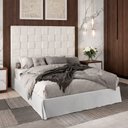 Ver imagem 3 de Cabeceira para Cama Box Casal 140cm Arquelis Bouclé Off White - Sallar Home