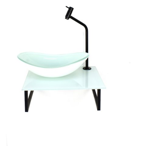 GABINETE DE VIDRO COM CUBA OVAL COM TAMPO 40CM BRANCO FULL