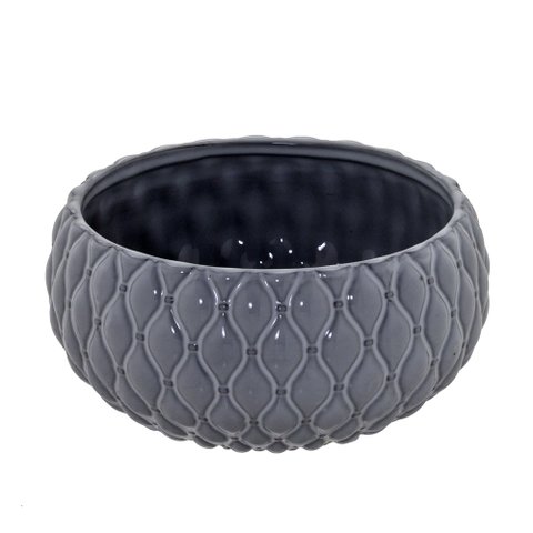 Vaso Decorativo Cerâmica Cinza 19x19x5cm Mabruk