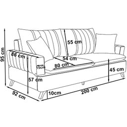 Sofa 3 Lugares 200 cm Eron Linho Bege Vazzano - 4