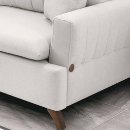 Sofa 3 Lugares 200 cm Eron Linho Bege Vazzano - 7