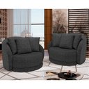 Ver imagem 2 de Poltrona Decorativa Giratória para Sala 122cm Kaly M22 Linho Chumbo - Mpozenato