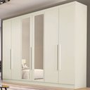 Ver imagem 1 de Guarda-Roupa Casal Oslo 6 Portas 6 Gavetas 100% Mdf com Espelho Off White - Mademarques