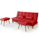 Ver imagem 3 de Kit Sofa Cama Mobly com 2 Banquetas Moderno Sala Quarto:vermelho