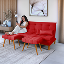 Ver imagem 1 de Kit Sofa Cama Mobly com 2 Banquetas Moderno Sala Quarto:vermelho