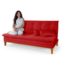 Ver imagem 4 de Kit Sofa Cama Mobly com 2 Banquetas Moderno Sala Quarto:vermelho