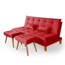 Ver imagem 2 de Kit Sofa Cama Mobly com 2 Banquetas Moderno Sala Quarto:vermelho