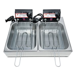 Fritadeira Elétrica Industrial Antichamas 2 Cubas 10 Litros