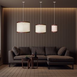 Luminária Teto Conjunto 3  Lustre Palha Indiana Ratan D40 Fio Branco 150cm 127/220v - 4