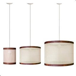 Luminária Teto Conjunto 3  Lustre Palha Indiana Ratan D40 Fio Branco 150cm 127/220v - 1