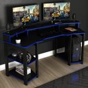 Ver imagem 2 de Mesa Gamer Cockpit 3 Prateleiras Me4167 Preto Azul Tecno Mobili