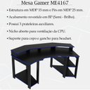 Ver imagem 3 de Mesa Gamer Cockpit 3 Prateleiras Me4167 Preto Azul Tecno Mobili