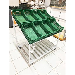 Expositor de Frutas 8 Caixas com Rodas e Suporte para Sacola - 2