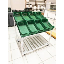 Expositor de Frutas 8 Caixas com Rodas e Suporte para Sacola - 3