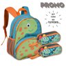 Kit Infantil Dinossauros Mochila Costas com Dois Estojos Escolares - 2