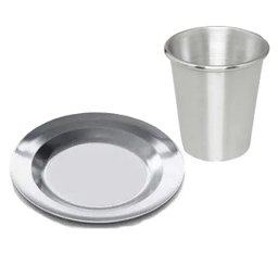 Jogo 50 Pratos e 50 Copos de Aluminio Merenda Escolar OkayShop - 1