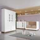 Ver imagem 2 de Dormitório Infantil Aconchego Guarda Roupa, Cômoda e Berço Branco/jequitibá - Móveis Henn