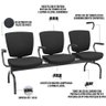 Cadeira Longarina 3 Lugares Aeroporto Recepção Preto Baixa Flexi P03 Poliéster preto - lyam Lyam Dec - 4