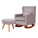 Ver imagem 1 de Poltrona C/ Puff Balanço Amamentação Aurora Veludo Rose - Lm Decor