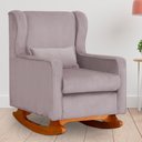 Ver imagem 2 de Poltrona C/ Puff Balanço Amamentação Aurora Veludo Rose - Lm Decor