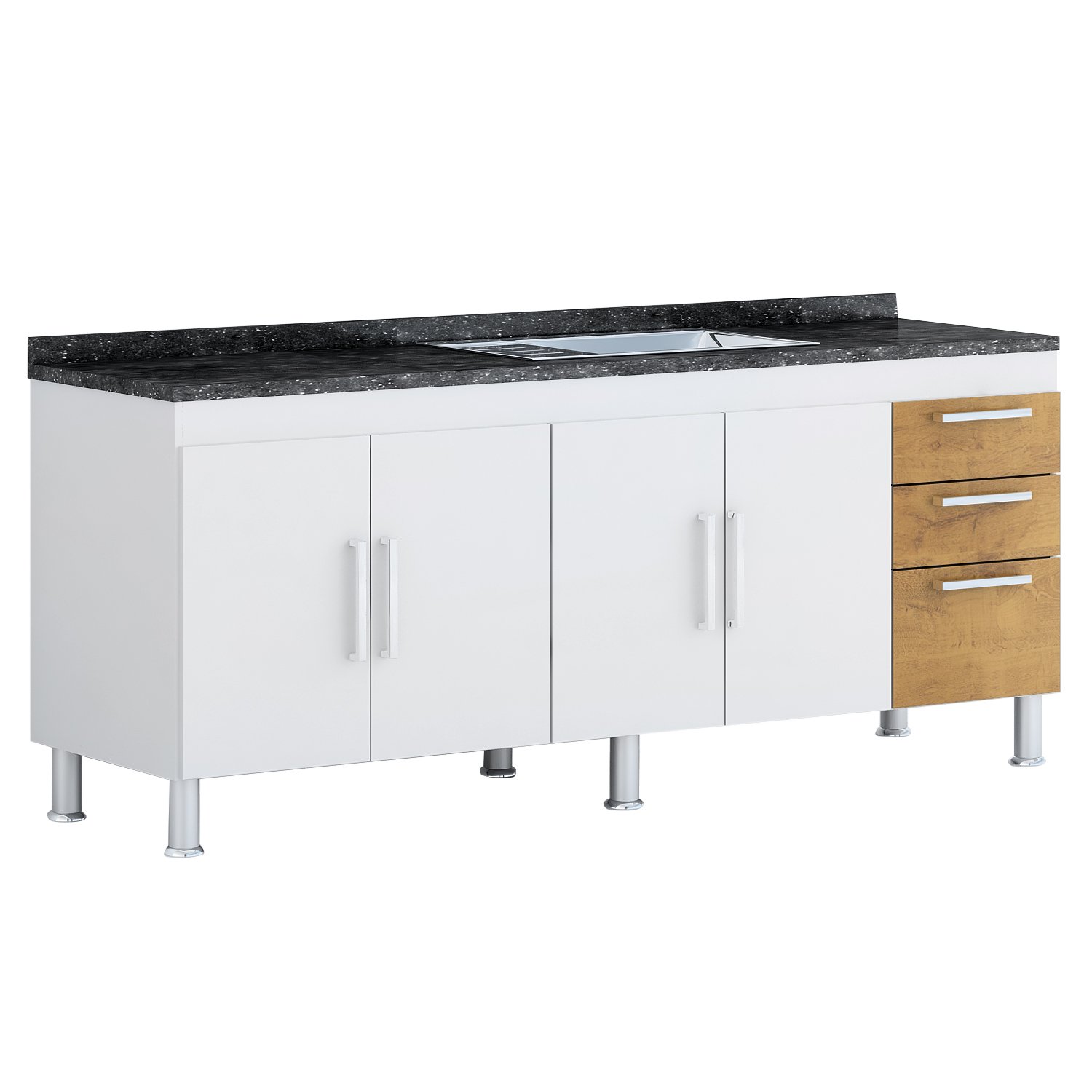GABINETE DE PIA 2.00M BRANCO COM CASTANHO - 3
