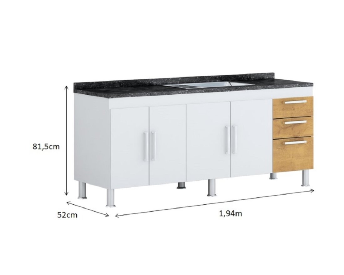 GABINETE DE PIA 2.00M BRANCO COM CASTANHO - 2
