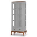 Ver imagem 1 de Cristaleira 2 Portas e Laterais em Vidro 3 Prateleiras 1 Gaveta 60808 Hannover - Off White/imbuia Gl