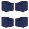 Kit 4 Poltronas Tilla Decorativas Consultório Sala Tecido Suede Cor:Azul Marinho - 1