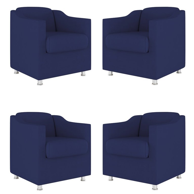 Kit 4 Poltronas Tilla Decorativas Consultório Sala Tecido Suede Cor:Azul Marinho Kit 4 Poltronas Tilla Decorativas Consultório Sala Tecido Suede Cor:Azul Marinho