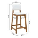 Ver imagem 2 de Banqueta Paris Madeira Maciça Assento C/ 68cm Altura - Amêndoa - Assento Estofado Corano Bege