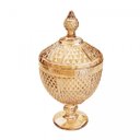Ver imagem 1 de Potiche de Cristal com Pé Bico de Jaca Perseu Âmbar 15cm X 28cm - Lyor