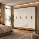 Ver imagem 6 de Guarda-Roupa Casal Florida 8 Portas 4 Gavetas Freijo Off White Moval