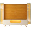 Ver imagem 2 de Rack com Painel para TV até 84 Polegadas com LED 100% MDF 293CMX238CM Pés em Madeira Maciça Espelhos Luminare Nobre