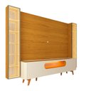 Ver mais imagens de Rack com Painel para TV até 84 Polegadas com LED 100% MDF 293CMX238CM Pés em Madeira Maciça Espelhos Luminare Nobre