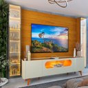 Ver imagem 7 de Rack com Painel para TV até 84 Polegadas com LED 100% MDF 293CMX238CM Pés em Madeira Maciça Espelhos Luminare Nobre