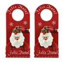 Ver imagem 1 de Kit 2 Decora Maçaneta Feliz Natal Pelúcia Papai Noel Gorro Xadrez 30cm - Master Christmas