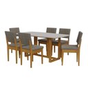 Ver imagem 3 de Conjunto Sala de Jantar 6 Cadeiras Tampo 170cm Oval sem Vidro Filadélfia Natural Cerejeira/Café