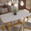 Ver mais imagens de Conjunto Sala de Jantar 6 Cadeiras Tampo 170cm Oval sem Vidro Filadélfia Natural Cerejeira/Café