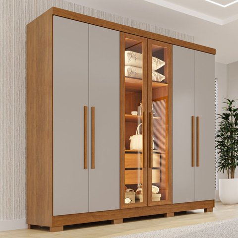 Guarda-roupa Casal com Pés Reflecta com Led 06 Portas 02 Gavetas França