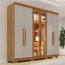 Ver imagem 1 de Guarda-Roupa Casal com Pés Reflecta com LED 06 Portas 02 Gavetas França Off White/Cinamomo
