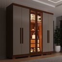 Ver imagem 3 de Guarda-Roupa Casal com Pés Reflecta com LED 06 Portas 02 Gavetas França Off White/Cinamomo