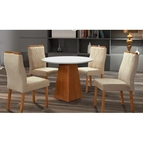 Sala de Jantar Completa com 4 Cadeiras 1,0x1,0 metros - Mônaco - Art Salas