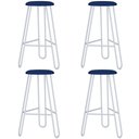 Ver imagem 1 de Kit 04 Banquetas Baixa Bar Cozinha Sala de Jantar Áris C01 Branco Linho Azul Jeans - Lyam Decor