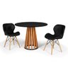 Conjunto Mesa de Jantar Talia Amadeirada Preta 100cm com 2 Cadeiras Eiffel Slim - Preto - 1
